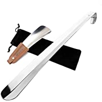 Los mejores  - Calzador 2pc-Calzador(70cm&amp-17cm - 42cm&amp-17cm) de acero inoxidable con correa de cuero - acero inoxidable mango largo…